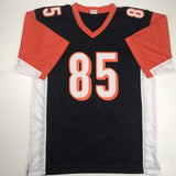 Camiseta de fútbol americano negra de Cincinnati autografiada/firmada por Chad Ochocinco (Johnson) JSA COA