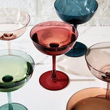 Cocktail & Champagne Coupe Glasses Coupe Cocktail Glasses 7 oz | Set of 6 | Pastel Colored Crystal Cocktail Glassware for Champagne, Martini, Manhattan Goblet Cocktails, Glassware - Luxury Gift Box