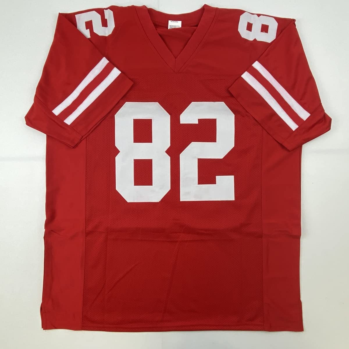 Camiseta de fútbol roja de San Francisco autografiada/firmada por John Taylor (JSA COA)