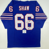 Camiseta de fútbol americano azul búfalo autografiada/firmada de Billy Shaw HOF 99 Beckett BAS COA