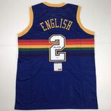 Camiseta de baloncesto azul Denver de Alex English autografiada y firmada con certificado de autenticidad de PSA y ADN