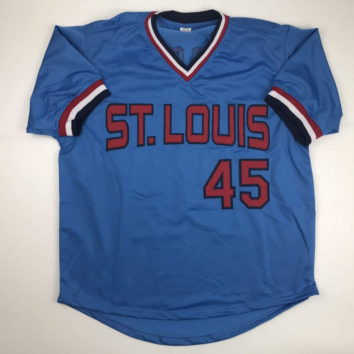 Camiseta de béisbol azul de St. Louis de Bob Gibson autografiada y firmada por JSA COA