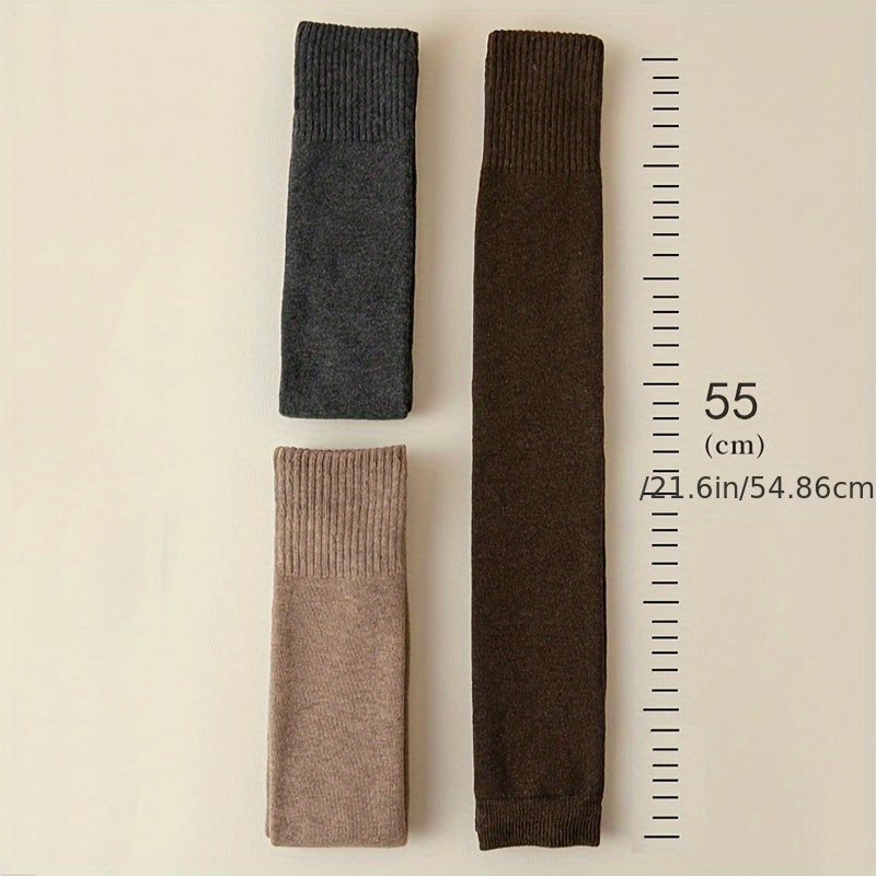 Lot de 2 paires de chaussettes épaisses et chaudes, chaussettes simples et épaisses au-dessus du genou, bas et collants pour femmes