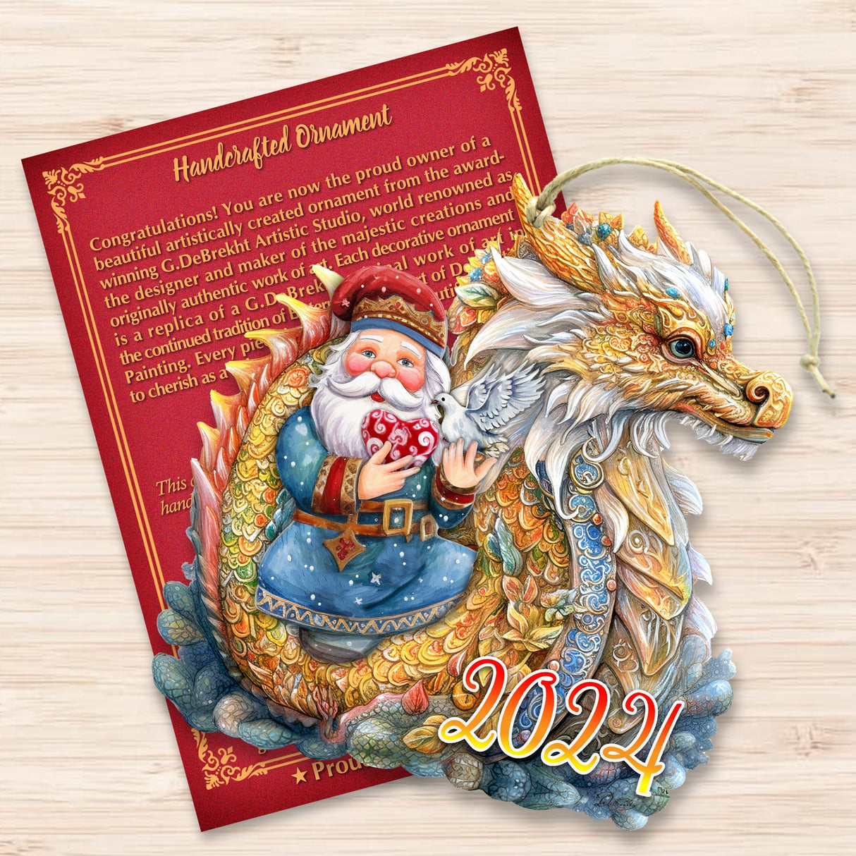 Adornos de madera de Papá Noel con dragón de G. Debrekht - Decoración navideña - 8611088-24