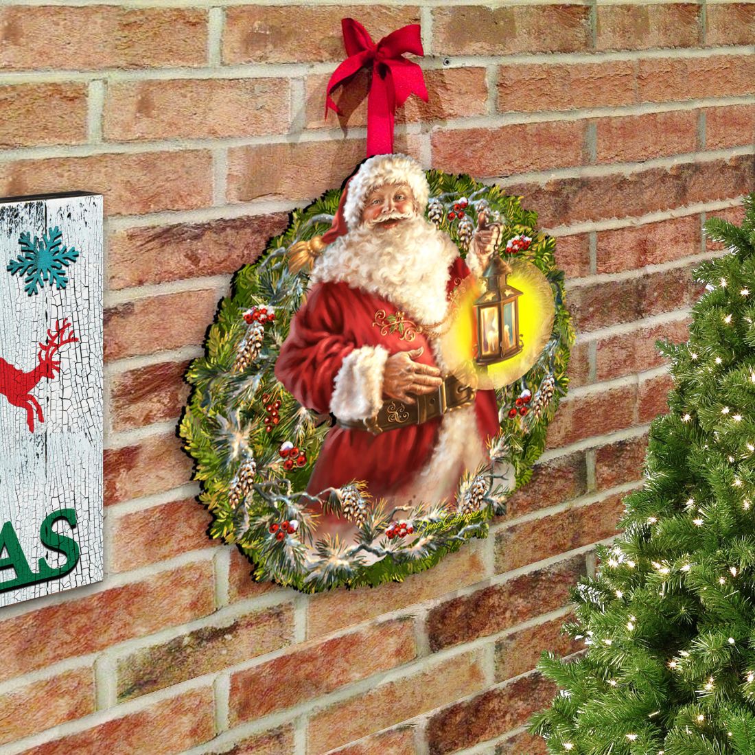 Enchanted Christmas Santa wreath Door Decor by D. Gelsinger - Christmas Decor - 8461051H-1003
