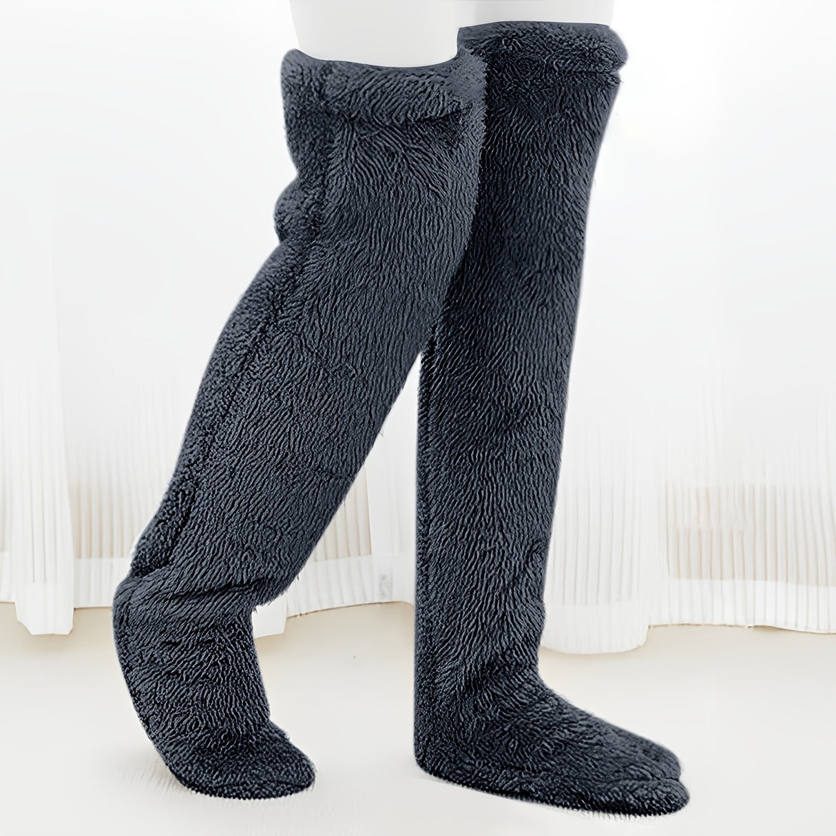 Calcetines afelpados hasta el muslo para parejas: medias de punto cálidas y duraderas por encima de la rodilla, de fácil cuidado.