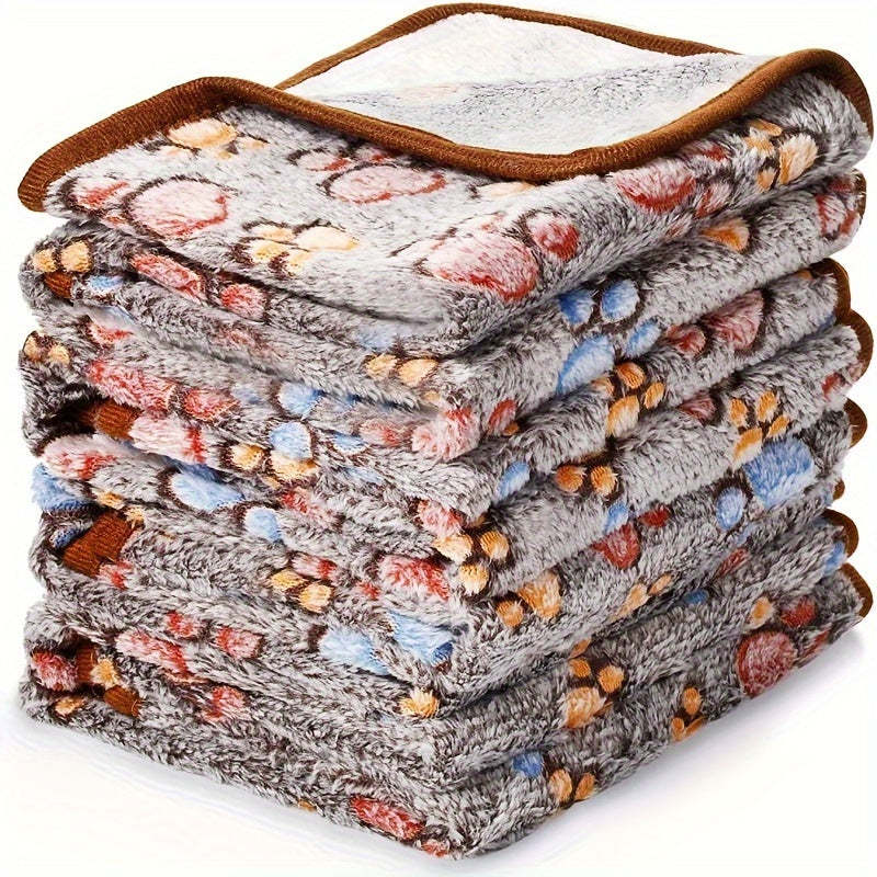 1pc Pet Blanket Dog Puppy Blanket Paw Print Coral Fleece Flannel Blanket Warm Soft Sleep Dog Blanket