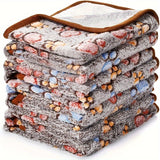 1pc Pet Blanket Dog Puppy Blanket Paw Print Coral Fleece Flannel Blanket Warm Soft Sleep Dog Blanket