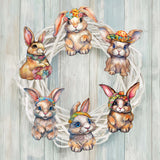 Easter Bunnies Decorative Wooden Clip-on Ornaments Set of 6 by G. Debrekht - Easter Decor - 8090042C-S6