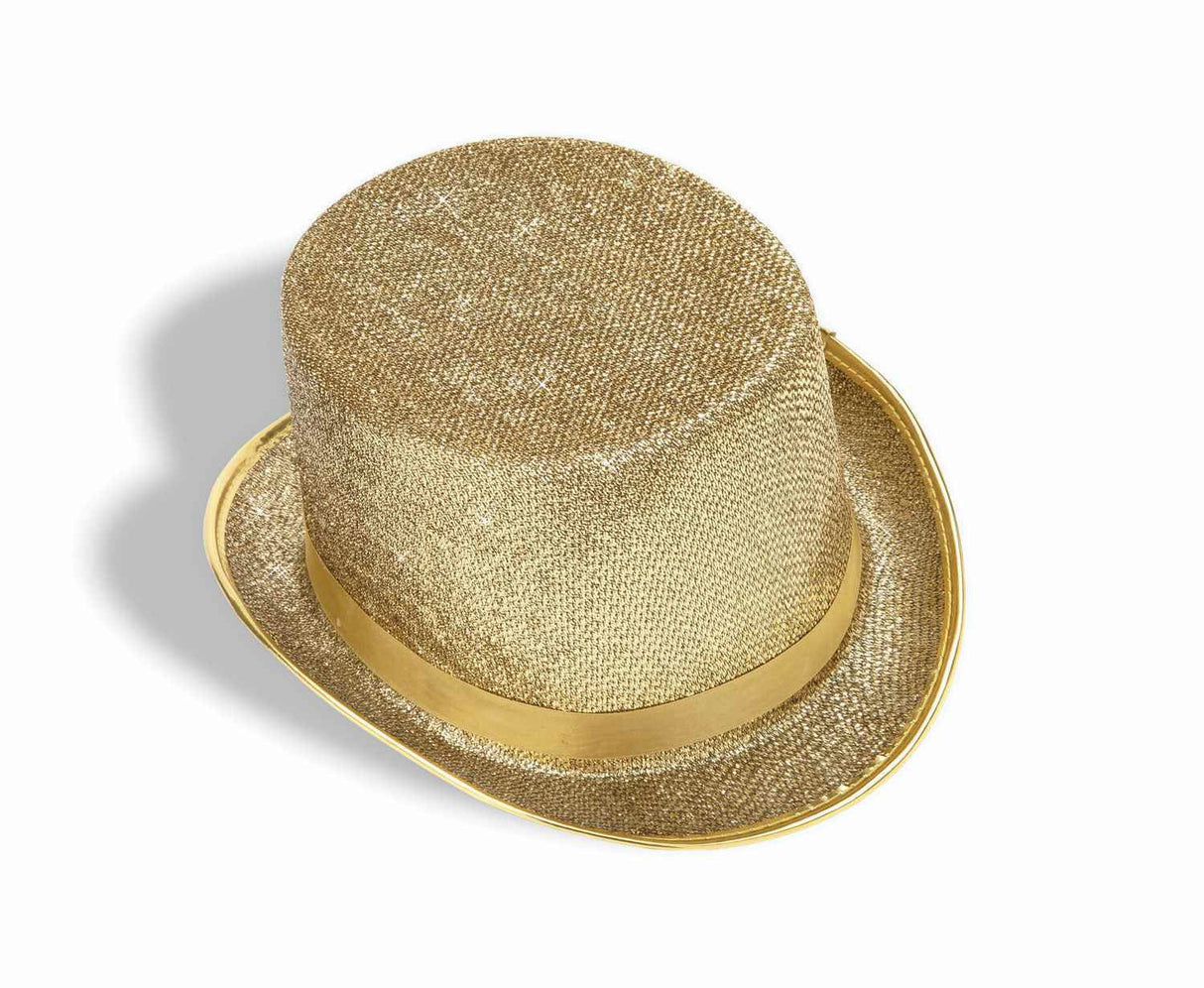 Costume Top Hats Gold Glitter Top Hat