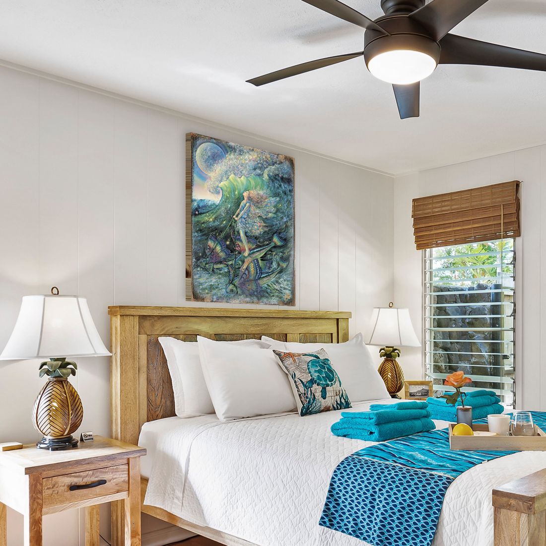 Arte mural de madera "Surfers Dream Fantasy" de Josephine Wall - Decoración de fantasía - 852152-JW