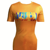 Women's Printed Round Neck Slit Fashion Top And Shorts Set - Lootquake