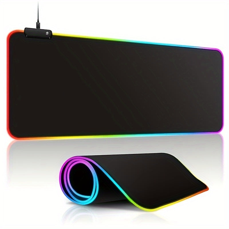 Alfombrilla de ratón RGB para juegos con control táctil, 15 modos de iluminación, alfombrilla de teclado extendida con base de goma antideslizante - 80 x 30 cm