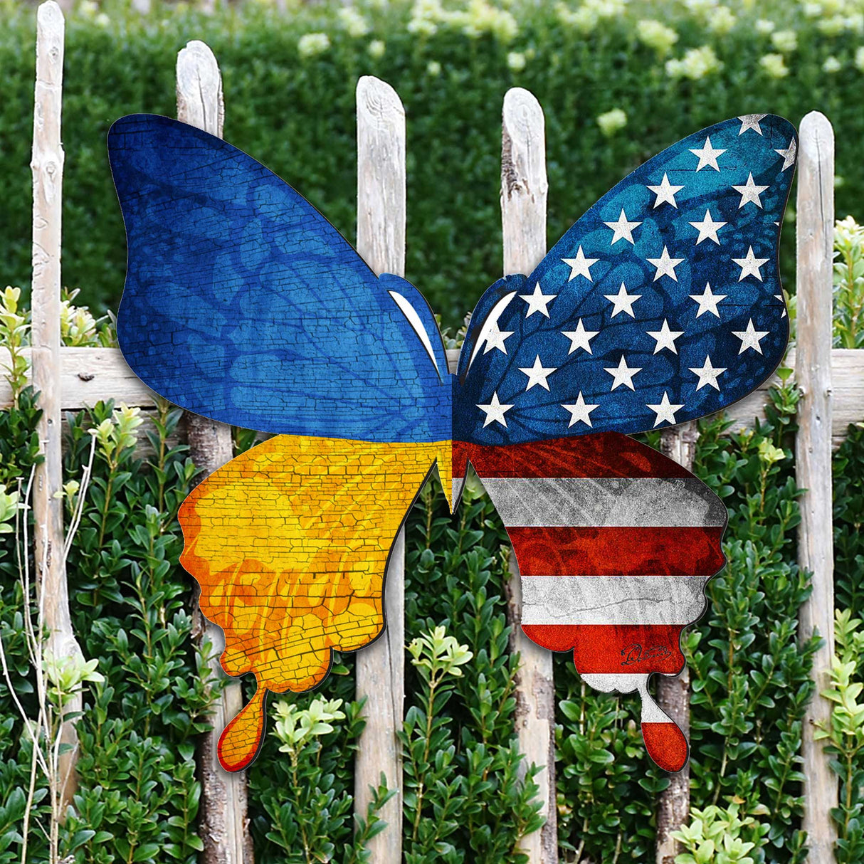 USA/Ukraine Butterfly Holiday Door Decor - International Decor - 8187129H