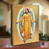 Icono religioso cristiano sagrado de madera bañado en oro de la Resurrección - Decoración inspiradora - 85059