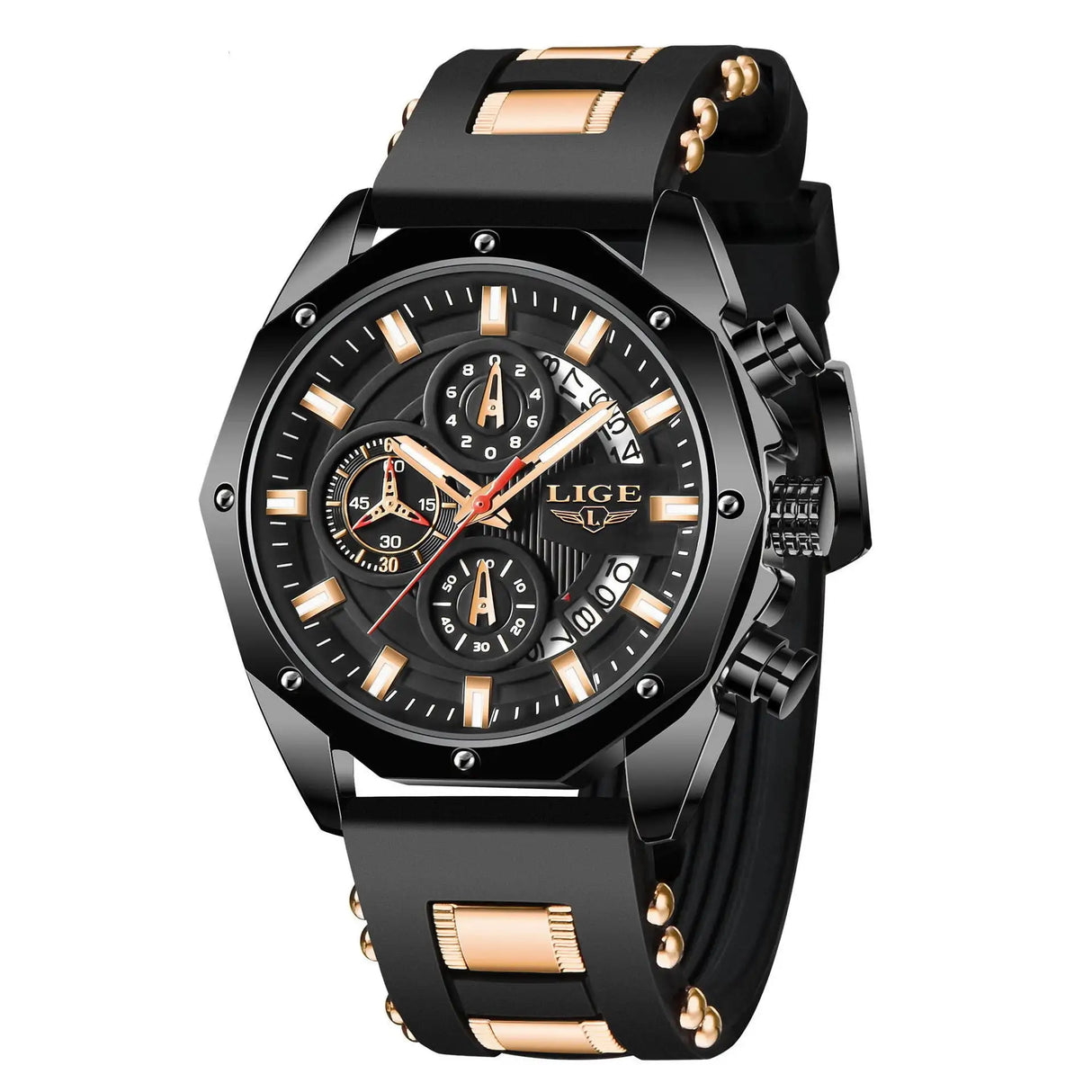 Fashion Mens Watches Top Brand Luxury Silicone Sport Watch Men Quartz Date Clock Waterproof Wristwatch Chronograph - Lootquake