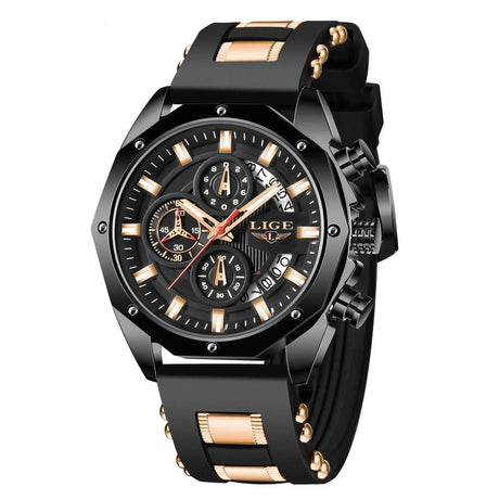 Fashion Mens Watches Top Brand Luxury Silicone Sport Watch Men Quartz Date Clock Waterproof Wristwatch Chronograph - Lootquake