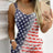 Ladies' V-neck American Flag Star Striped Pocket Shoulder Strap Mini Dress, Independence Day Dress - Lootquake