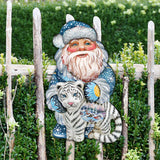 White Tiger Santa Christmas Door Decor by G. DeBrekht - Christmas Santa Snowman Decor - 8118091H