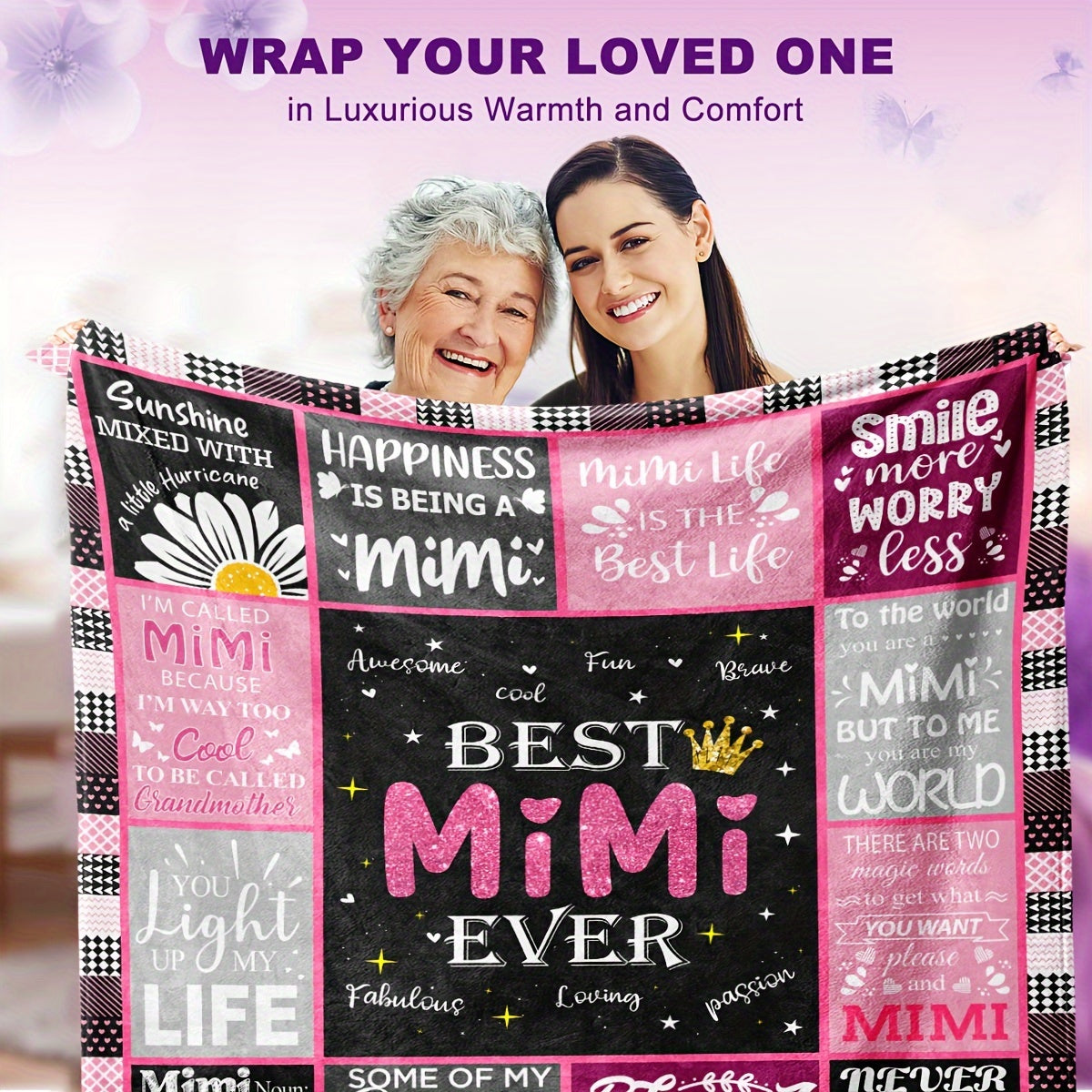 Cool Mimi Gift Idea - 1pc Mimi Throw Blanket for Grandma - Best Sofa Blanket for Grandchildren