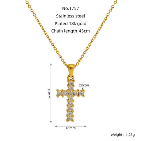 Ins Style Vintage Cross Zircon Necklace - Lootquake