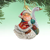Christmas Goose Santa Sculpted Hand-Painted Ornament by G. DeBrekht - Christmas Santa Snowman Décor - 63156