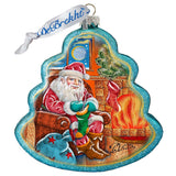 Night Before Christmas Tree Glass Ornament by G. DeBrekht - Christmas Santa Snowman Decor - 762-010