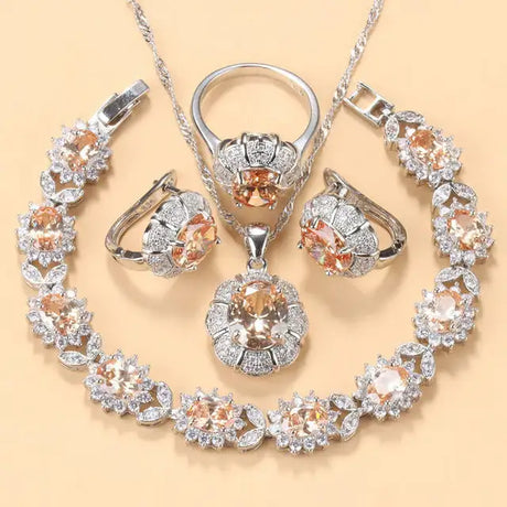 Earrings Necklace And Ring For Women 4 PCs Set - Lootquake