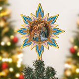 Orthodox Nativity Star Tree Topper Wooden Decor by G. Debrekht - Nativity Holiday Decor - 89504