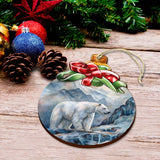 Arctic Frost Peak Polar Bear Wooden Ornaments by G.Debrekht - Wildlife Holiday Decor - 870020