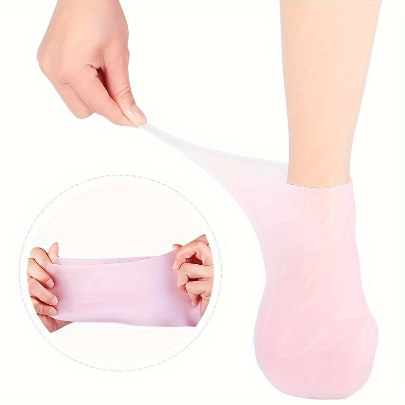 Lot de 2 chaussettes en gel de silicone pour le soin des pieds, hydratantes et anti-crevasses, pour le massage, anti-peaux mortes, soulage la douleur, sans alcool, de qualité familiale, sans alimentation électrique.