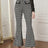 Women's Versatile Pants With Contrasting Colors, High Waisted Front Fake Pocket, Casual And Elegant Style, Hound Print Flared Pants - Lootquake