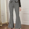 Women's Versatile Pants With Contrasting Colors, High Waisted Front Fake Pocket, Casual And Elegant Style, Hound Print Flared Pants - Lootquake