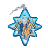 Father Frost and Snow Maiden North Star Glass Ornament by G. DeBrekht - Christmas Santa Snowman Decor - 755-015