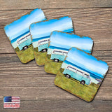 Van Coastal Wooden Cork Coasters Gift Set of 4 by Nature Wonders - Coastal Sea-Life Decor - 95269C-S4