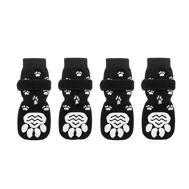 Lot de 4 chaussettes antidérapantes pour chien avec semelles antidérapantes - Chaussures de protection pour animaux de compagnie - Idéales pour les activités à la maison