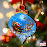 Adornos de madera "Vuelo Mágico de Papá Noel" de Gelsinger - Decoración navideña de muñeco de nieve de Papá Noel - 8031020-1314