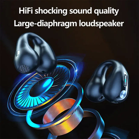 Bone Conduction Headphones TWS Earbuds Ear Clip Bluetooth 5.3 Touch Wireless Earphone In-Ear Bass HIFI Sports Headset - Lootquake