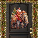 Decoración navideña para puerta con Papá Noel y elefante de G. Debrekht - Decoración navideña - 8611043-2H