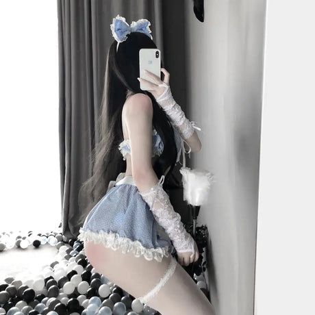 Women's Lace Ruffle Cosplay Lingerie Set - Lootquake