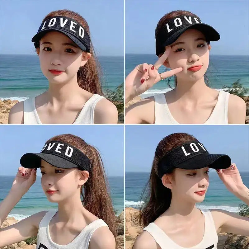 Sunlight Blocker For Summer Letter Without Top LOVED Korean - Lootquake