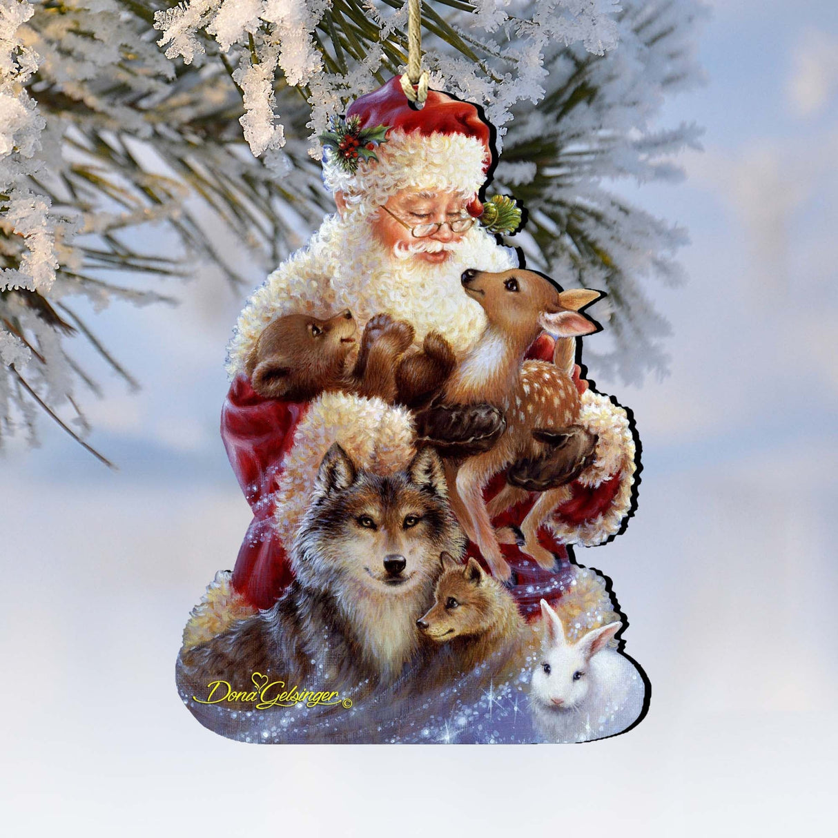 Adornos de madera de Santa Claus Little Friends de Gelsinger - Decoración navideña de muñeco de nieve de Santa Claus - 8161012-9914