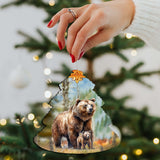 Adornos de madera para el árbol de Navidad de la familia Grizzly, de G.Debrekht - Decoración navideña con temática de vida silvestre - 870009