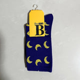 1 Pair Moon Pattern Trendy Y2K Hip Hop Socks, Casual Versatile Soft Comfortable Outdoor Sports Socks