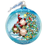 Reaching High Dwarfs Lg Glass Ornament in Blue by Gelsinger - Christmas Decor - 73927B-DG