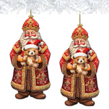 Adornos de madera con forma de osito de peluche de Papá Noel, de G. Debrekht - Decoración navideña de muñeco de nieve de Papá Noel - 8691415