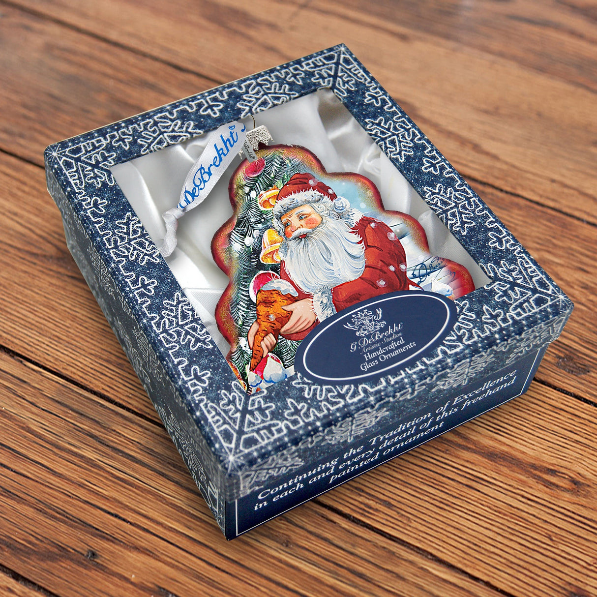 Gingerbread Tree Glass Ornament by G. DeBrekht - Christmas Santa Snowman Decor - 762-015