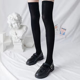Calcetines elásticos sólidos hasta el muslo, calcetines japoneses por encima de la rodilla, medias y calcetería para mujer