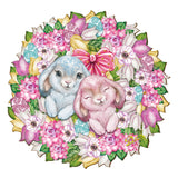 Bunny Love Wreath Door Hanger Wall Art by G. DeBrekht - Easter Spring Decor - 8185301-4H