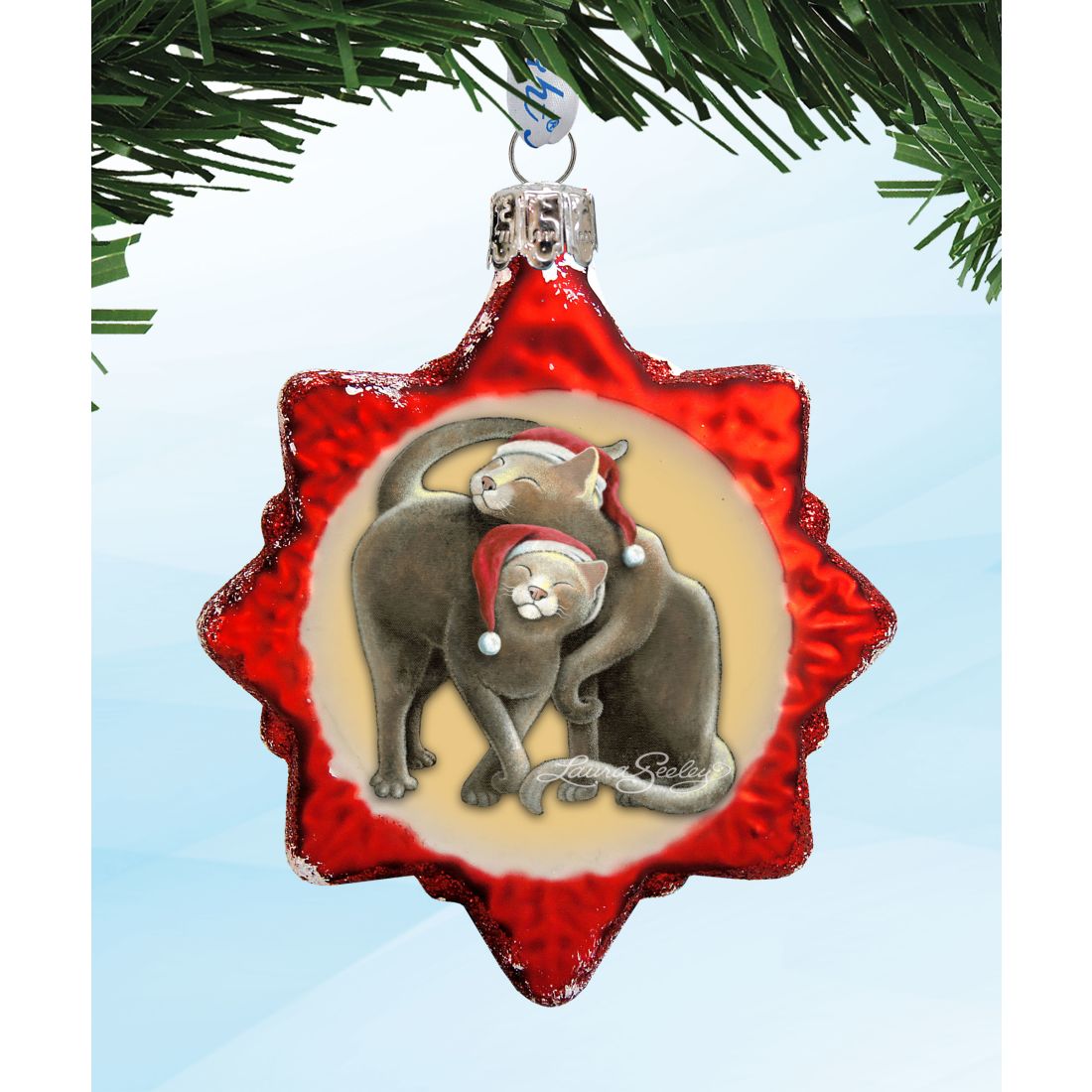 Kitty Cats Mercury Glass Ornaments - Christmas Decor by Laura Seeley - 770143S3-LS